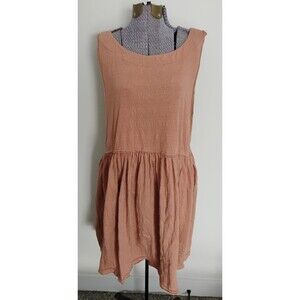 Free People Knit Pinafore Sleeveless Jumper Dress Tunic Peach Flesh Color  sz L